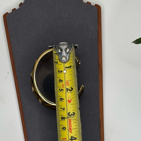 Tod’s Tiger Stripe Pony Hair Cuff Bracelet | Gold Studded Statement Bangle - Picture 10 of 10